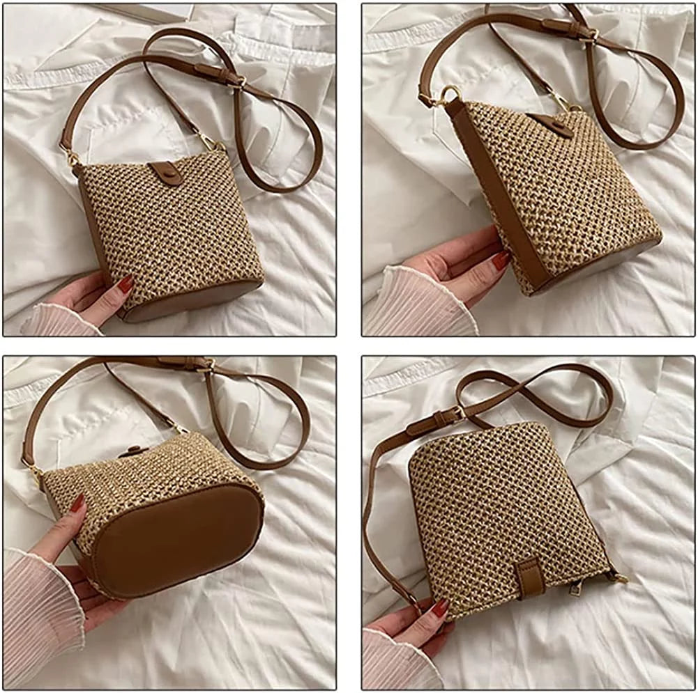 Straw Beach Bag Handwoven Crossbody Bag F672039