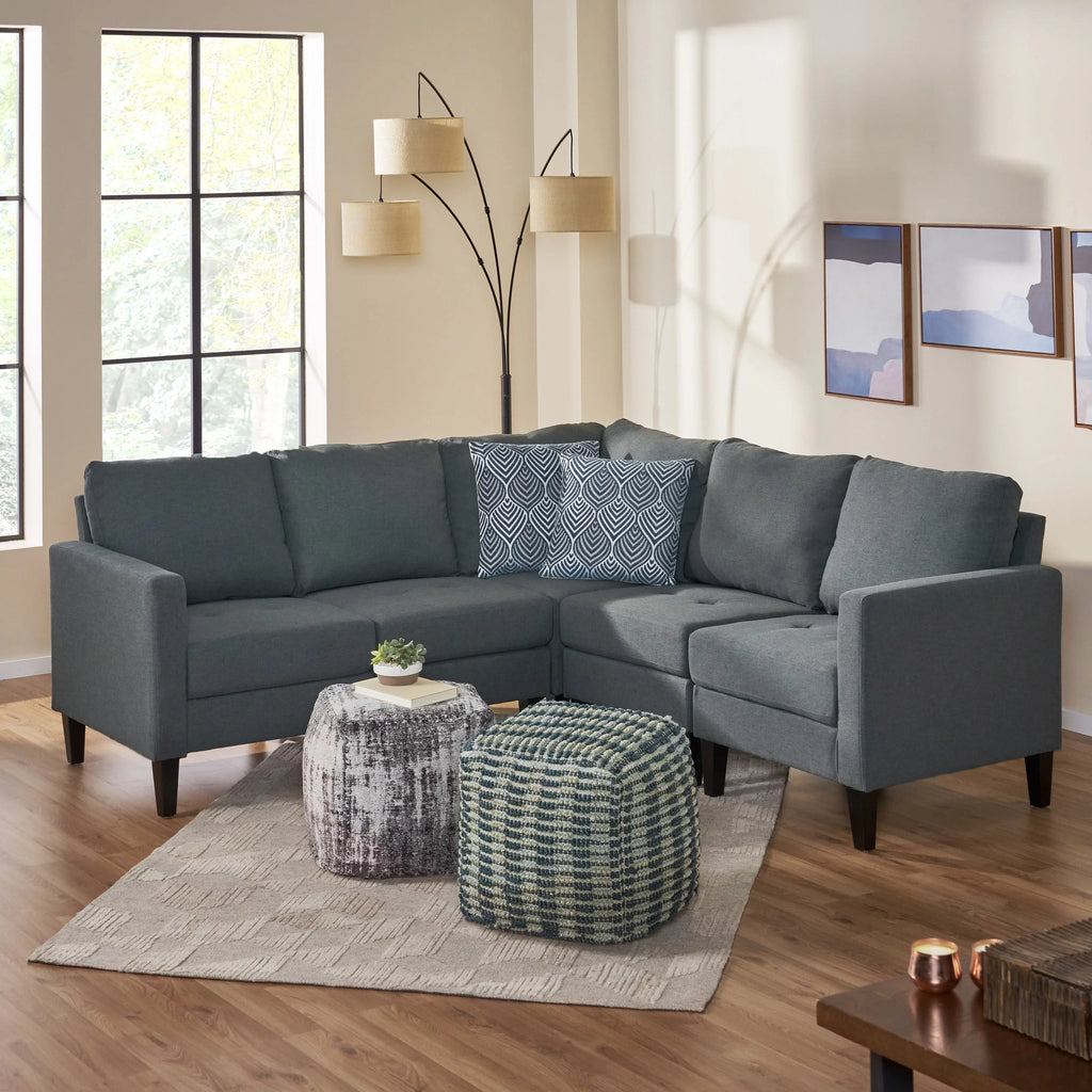 Dark Grey Fabric Sectional Couch Q4647