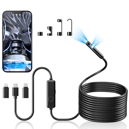 16.4ft Dual-Lens 1920P HD Waterproof Borescope with 8 Adjustable LED Lights T928