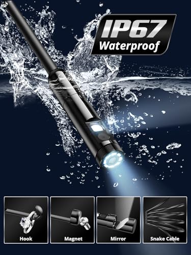 16.4ft Dual-Lens 1920P HD Waterproof Borescope with 8 Adjustable LED Lights T928