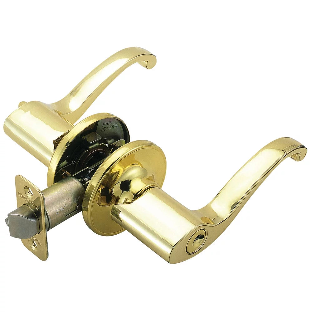 Entry Door Lever Adjustable Backset Polished Brass U64249