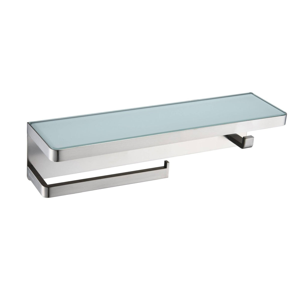 White Glass Shelf with Towel Bar & Robe Hook K48065