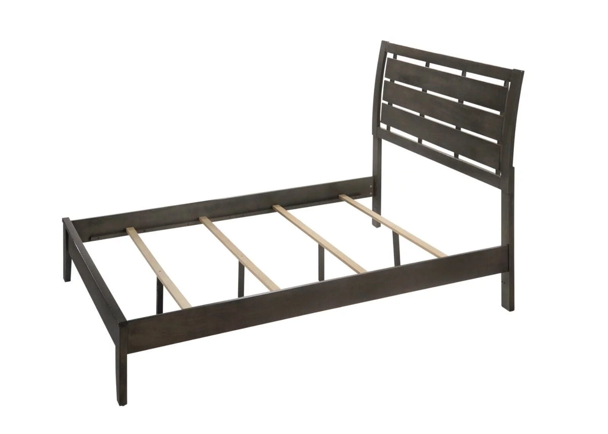 Gray 5pc Wood Bedroom Set with Dresser Mirror Nightstands G78923