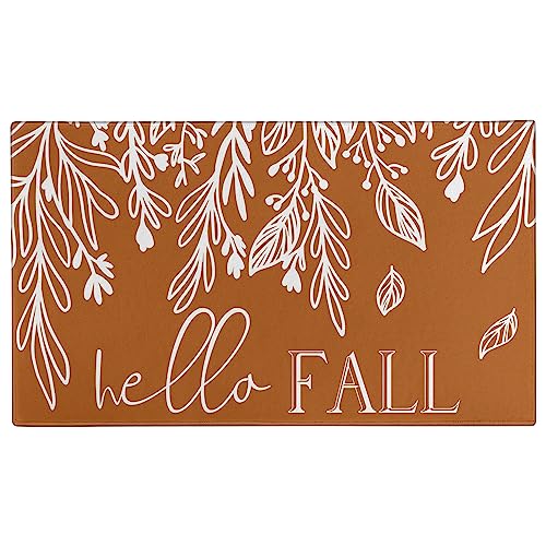 Buffalo Plaid Pumpkin Football Welcome Mat 30" x 17" J355