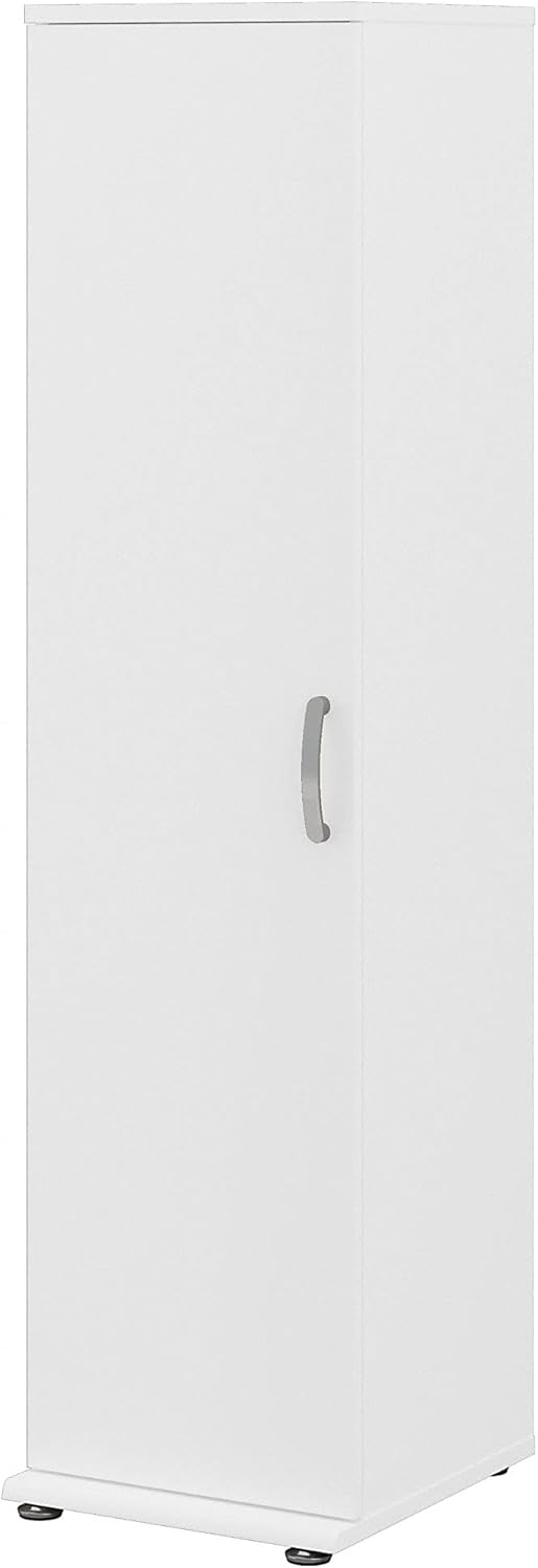 Tall Narrow Storage Cabinet with Door and Shelves, White V4939