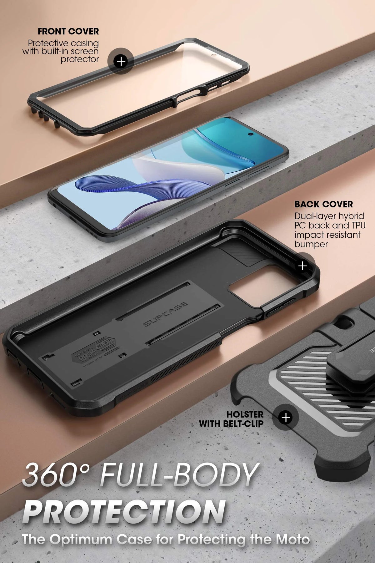 Black Rugged Case with Belt Clip and Kickstand S418547