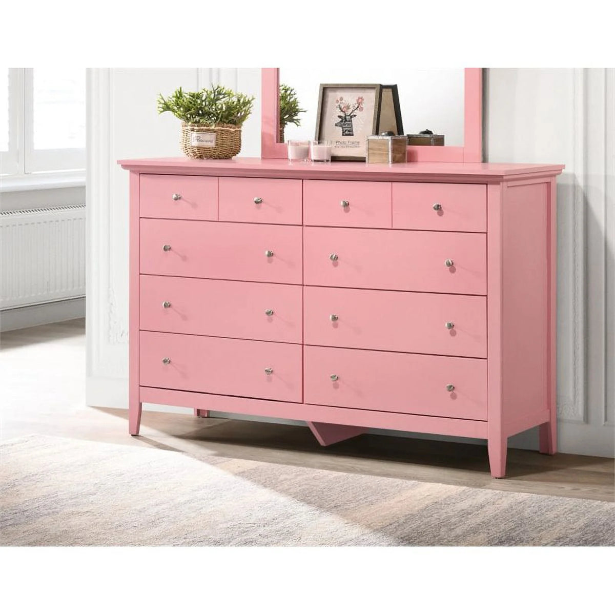 Pink 3-Piece Dresser TV Stand and Nightstand Set L703