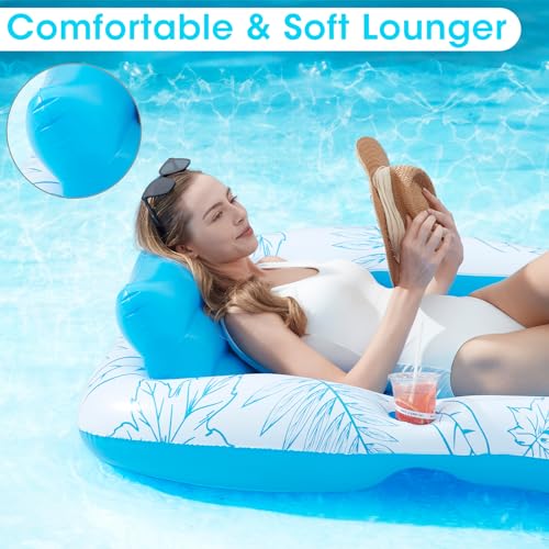 Inflatable Adult Pool Lounger Float with Drink Holder U2506