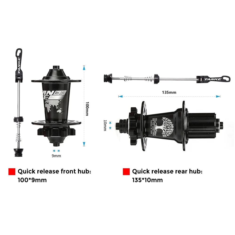 Mountain Bike Hub Set MTB Front and Rear 36 Holes 6 Bearings Quick Release A5606