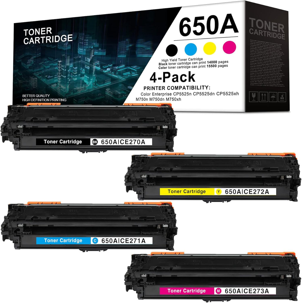 4 Pack Remanufactured Toner Cartridge for HP Color Enterprise CP5525n CP5525dn CP5525xh M750n M750dn M750xh N893