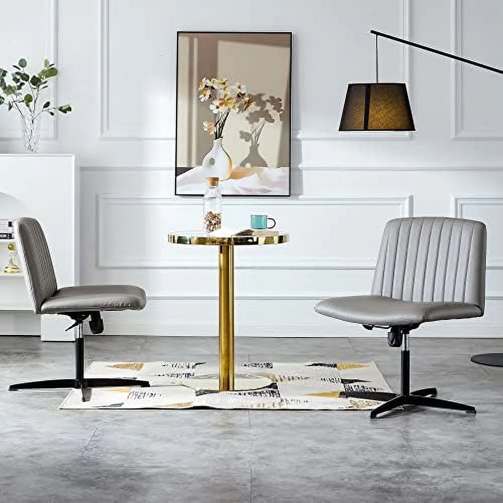 Black PU Leather Armless Office Chair O641