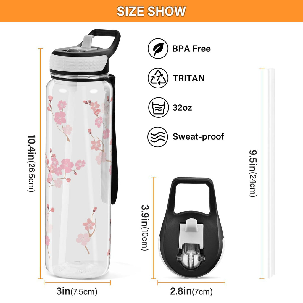 Pink Flowers Cherry Floral Branch 32oz Tritan Leakproof Sports Bottle F246
