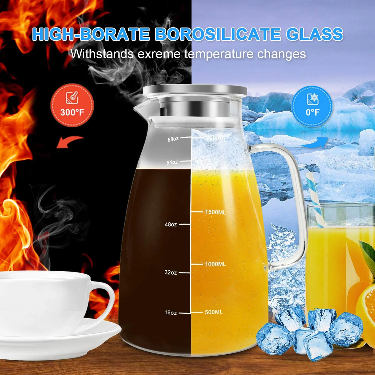 68oz Glass Pitcher with Lid U66863