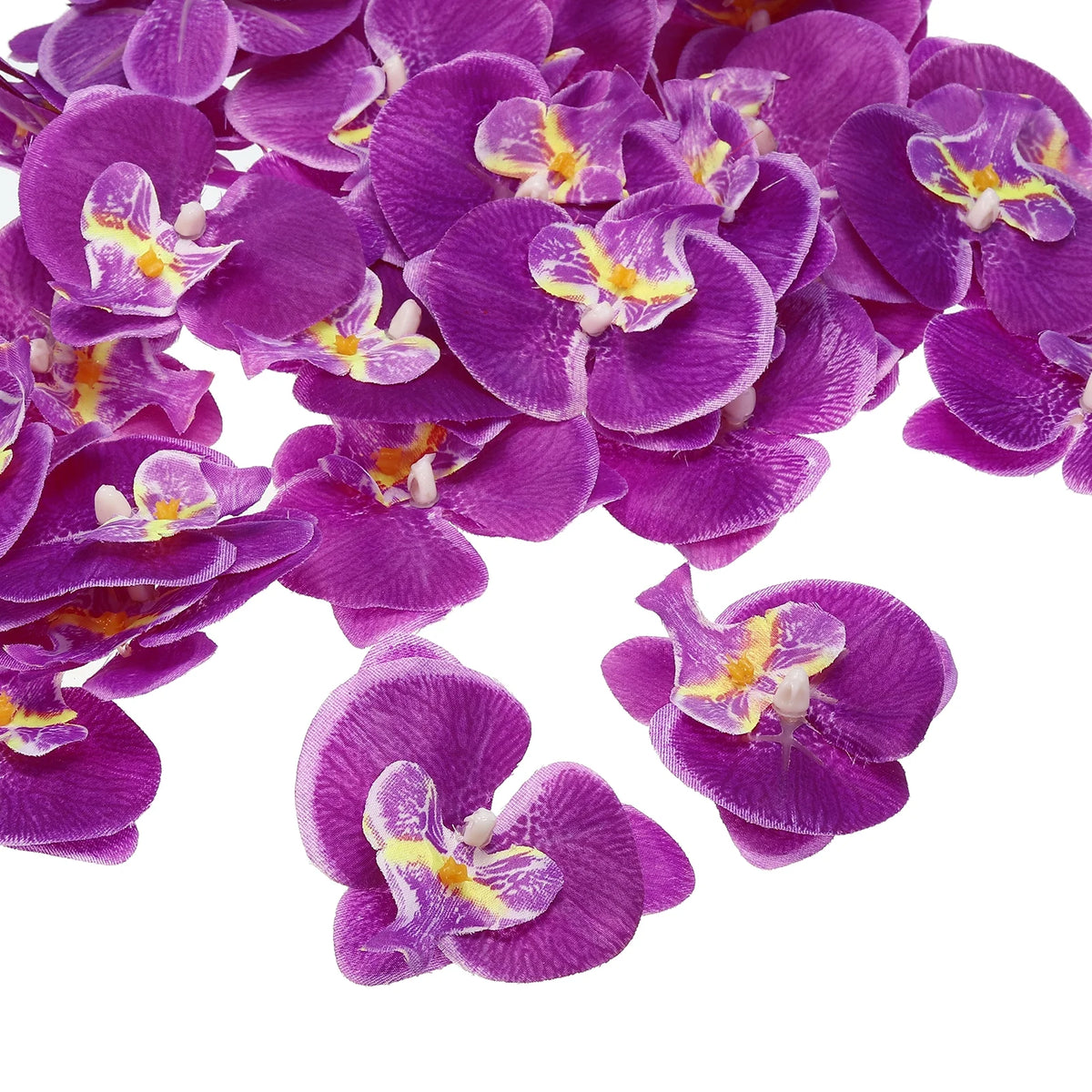 80Pack 2.8" Artificial Silk Butterfly Orchid Flower Heads Dark Purple H366