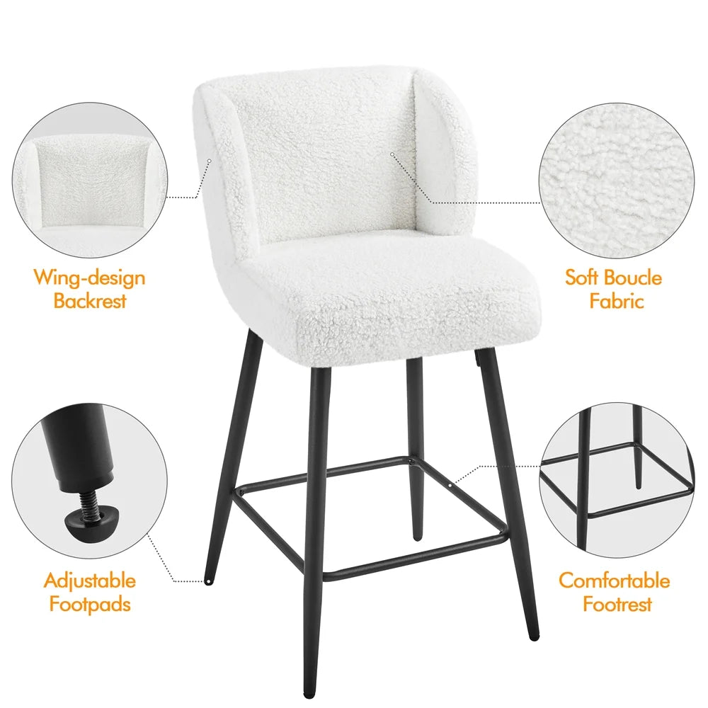 White Upholstered Bar Stools Set of 2 H3285