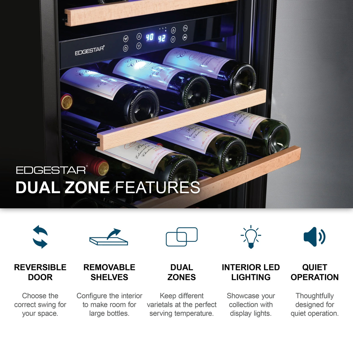 142 Bottle 24" Built-In Or Free Standing Dual Zone Double Door Wine J6871