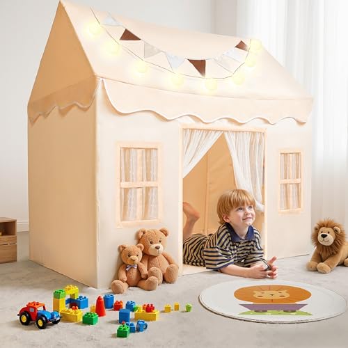 Play Tent with Blanket, LED Lights & Flags, 51*35*52 Inch Z66212