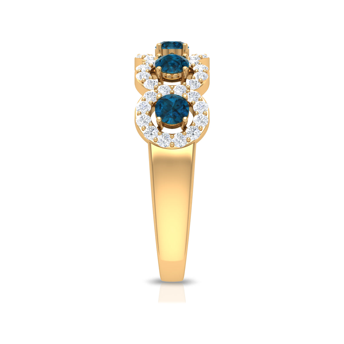 14K Yellow Gold Half Eternity Ring with London Blue Topaz and Diamond E80178