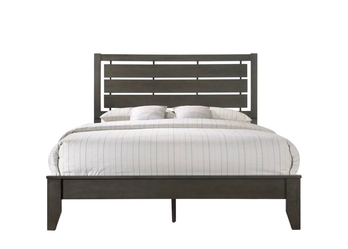 Gray 5pc Wood Bedroom Set with Dresser Mirror Nightstands G78923