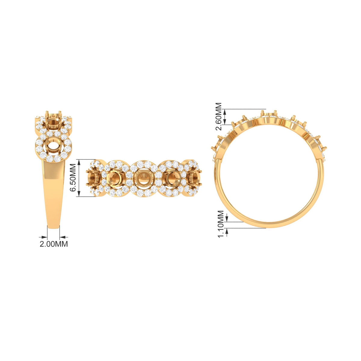 14K Yellow Gold Half Eternity Ring with London Blue Topaz and Diamond E80178