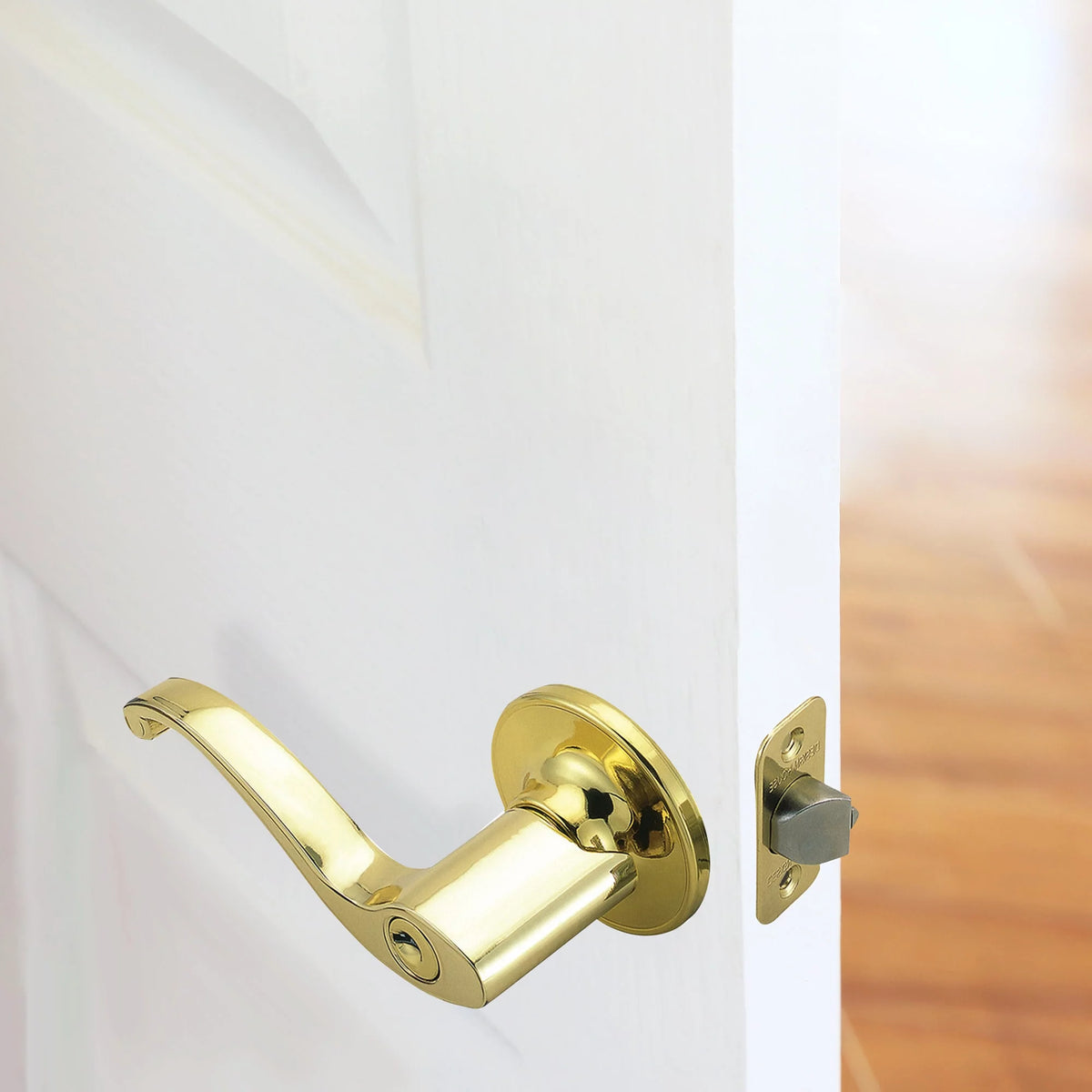 Entry Door Lever Adjustable Backset Polished Brass U64249