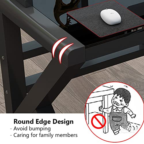 Tempered Glass Computer Desk with Z-Shaped Metal Frame Z907105