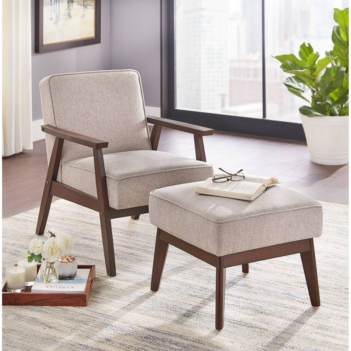 Sonia Chair & Ottoman Gray S198073