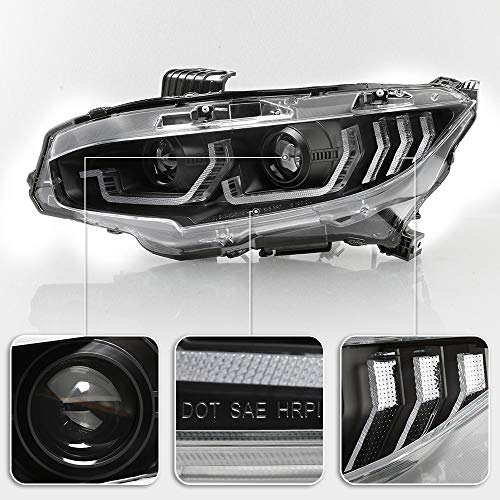Black LED Projector Headlights Assembly R808