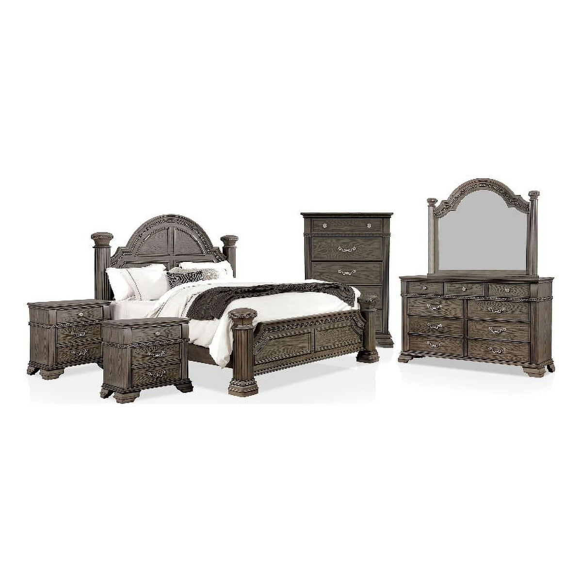 Gray Wood 6pc Bedroom Set King A66001