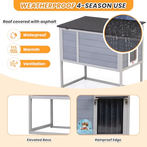 Weatherproof Insulated Outdoor Cat House with PVC Curtain G35158