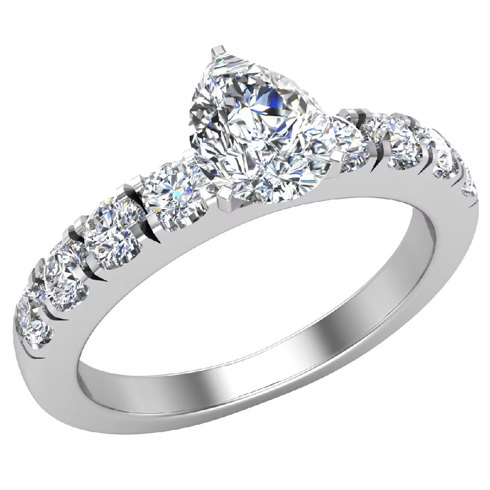 14K White Gold Pear Cut Solitaire Diamond Ring 1.20 Carat H368035