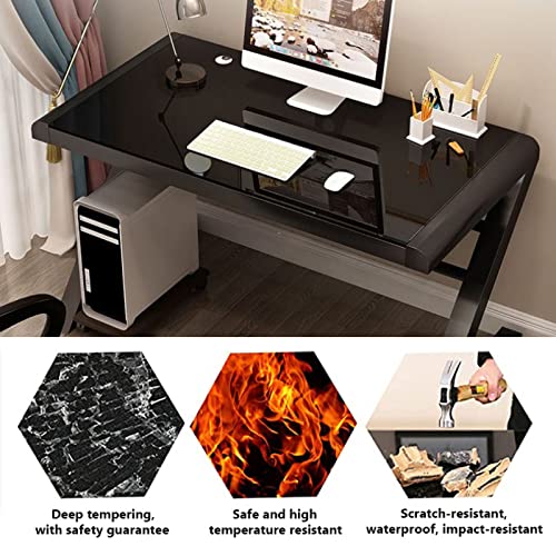 Tempered Glass Computer Desk with Z-Shaped Metal Frame Z907105
