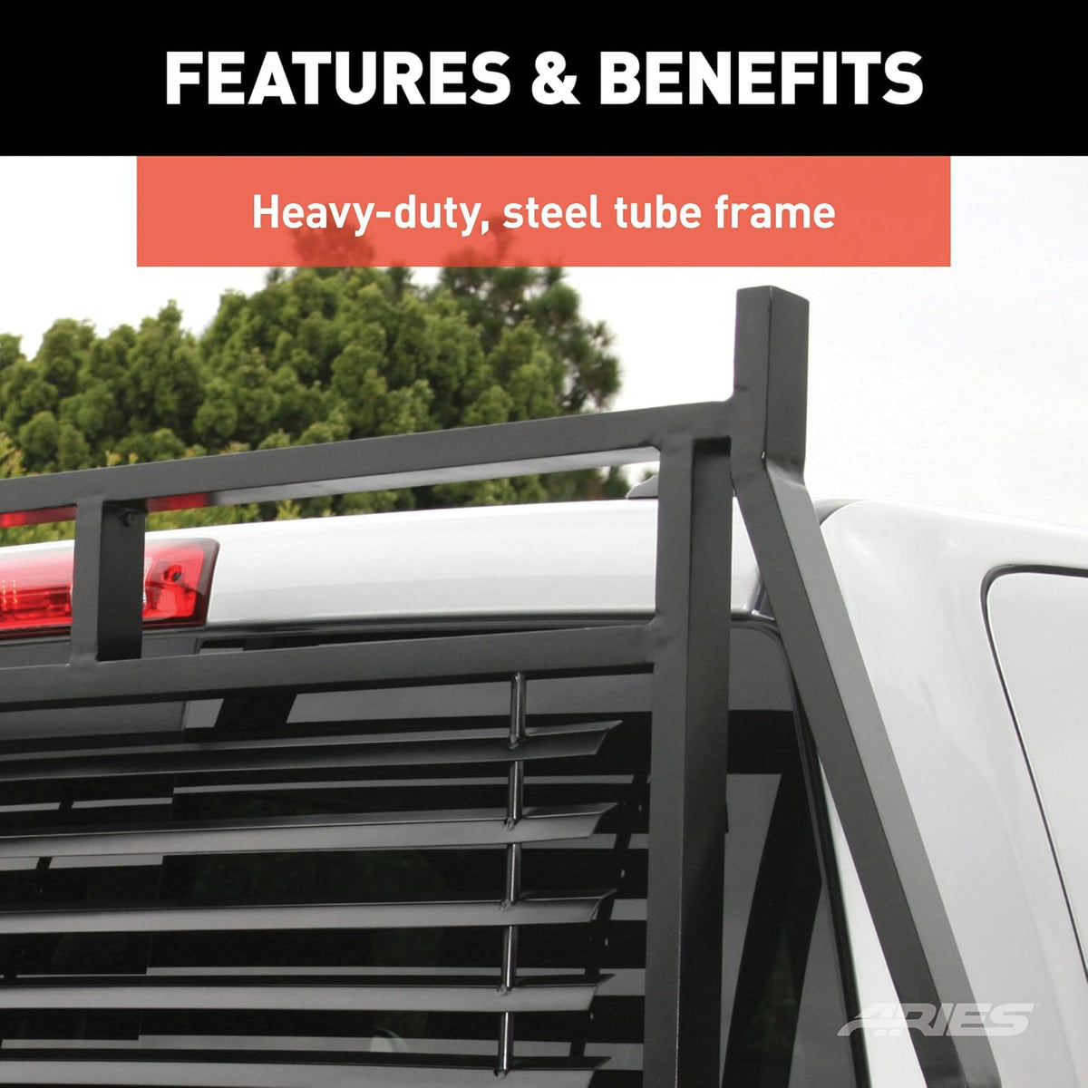 Black Steel Truck Headache Rack Cab Protector Y47374