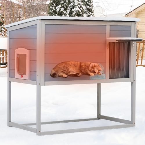 Weatherproof Insulated Outdoor Cat House with PVC Curtain G35158
