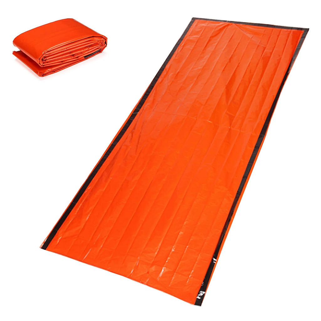 Hiking Emergency Kit Waterproof Heat Reflective Poncho Raincoat with Sleeping Bag and Tent Shelter R553747