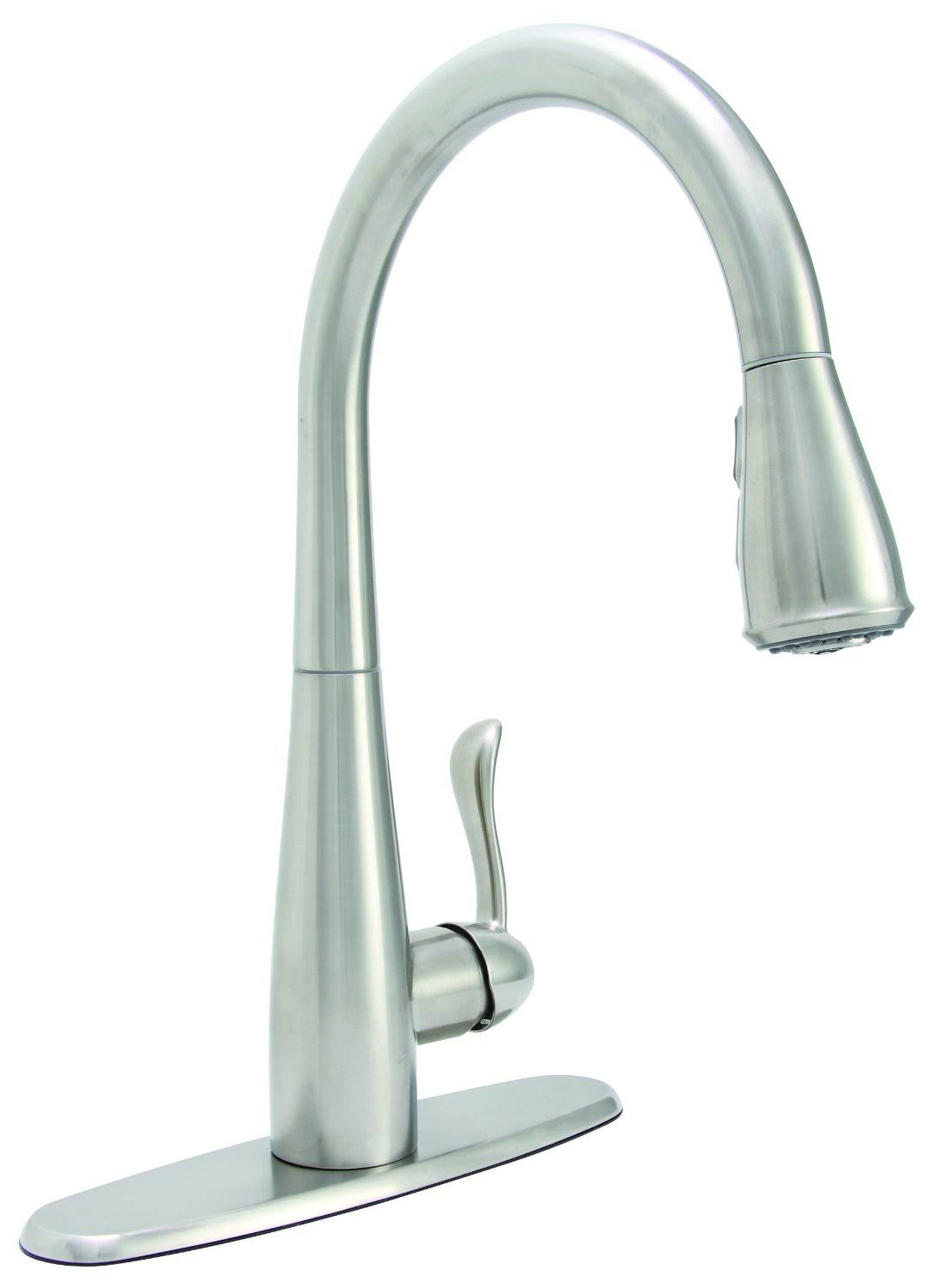 Satin Stainless Single Handle Pull-Down Kitchen Faucet B387473