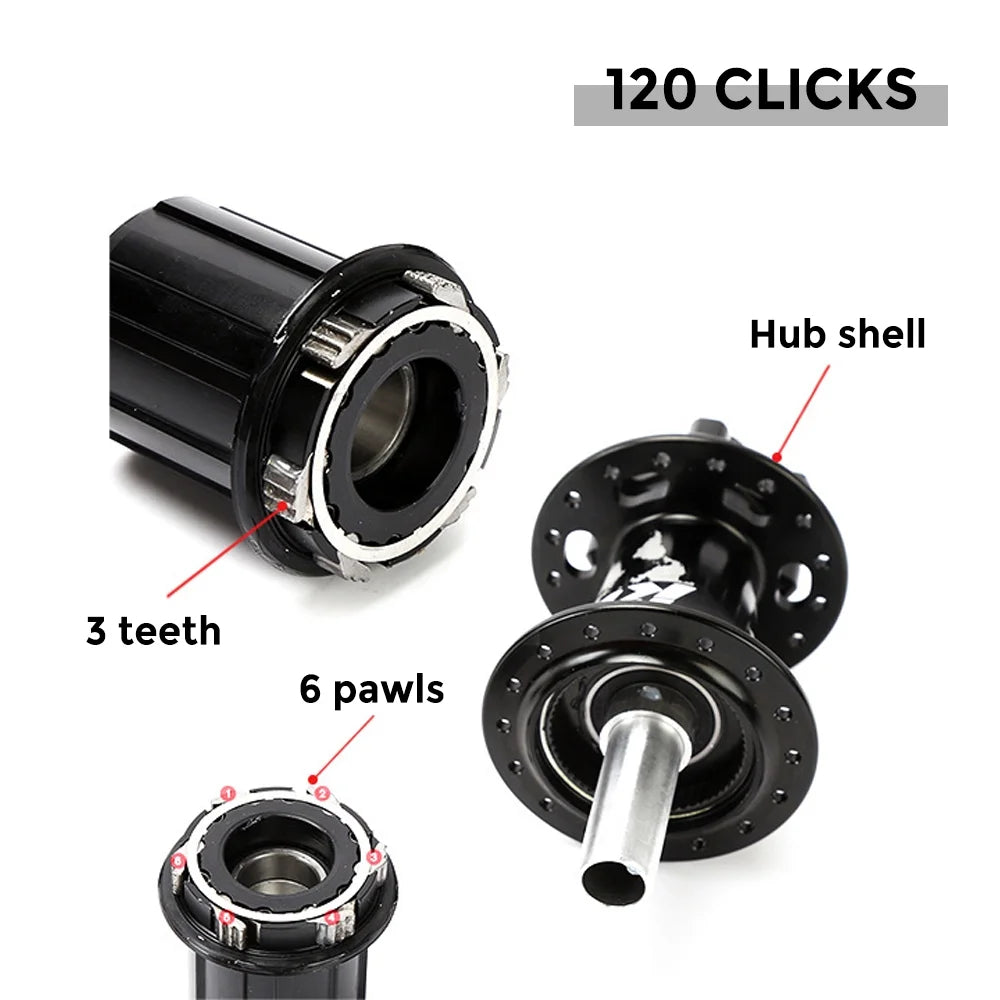 Mountain Bike Hub Set MTB Front and Rear 36 Holes 6 Bearings Quick Release A5606