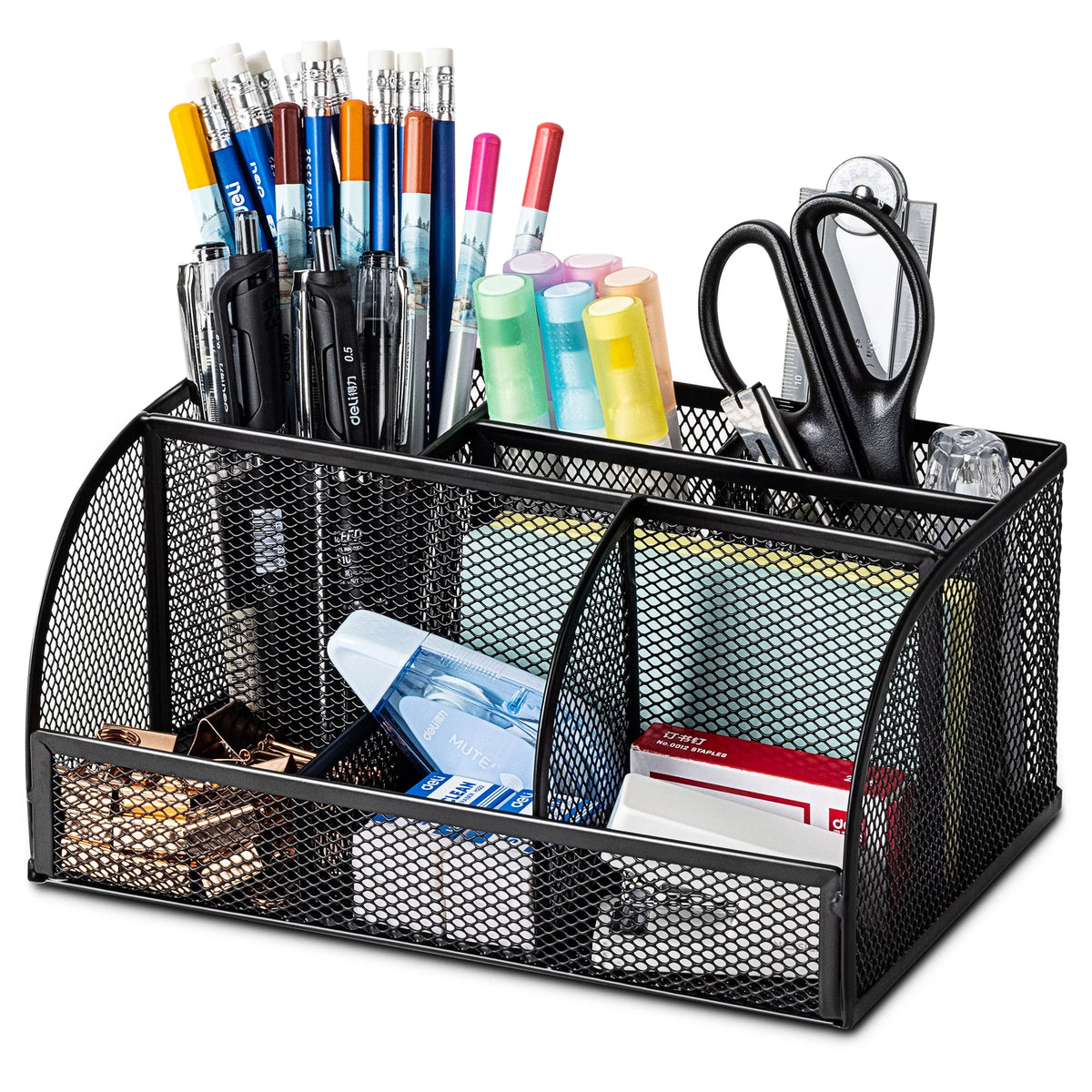 Black 7 Compartment Mesh Desktop Organizer T89273