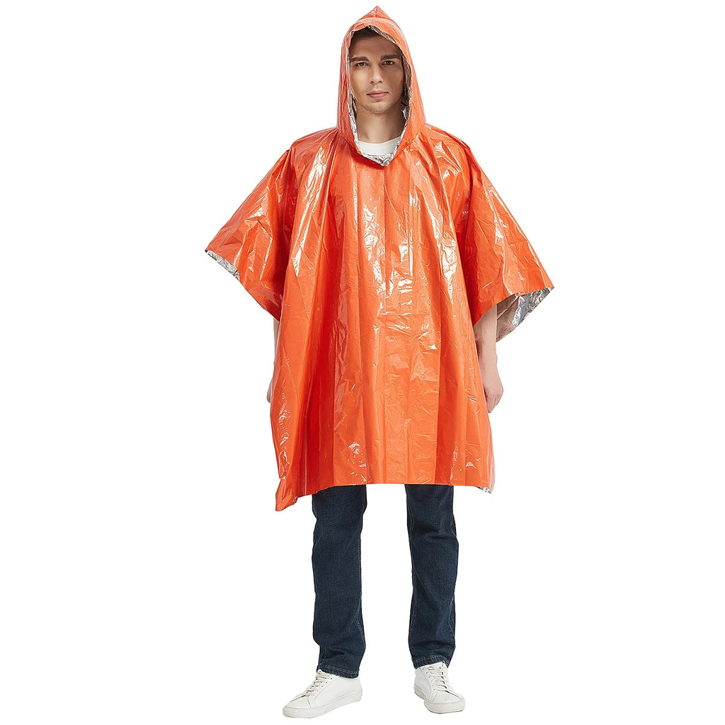 Hiking Emergency Kit Waterproof Heat Reflective Poncho Raincoat with Sleeping Bag and Tent Shelter R553747