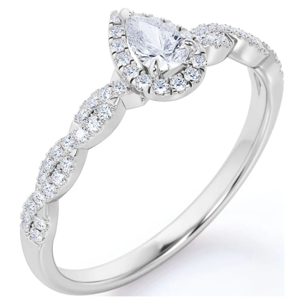 10K White Gold Pear Cut Diamond Engagement Ring H307714