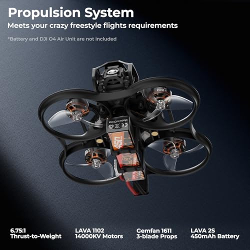 Brushless Whoop Quadcopter Pocket Drone with HD VTX Bracket for DJI O4 Air Unit F4 2-3S 20A FC LAVA 1102|14000KV Motor I34506