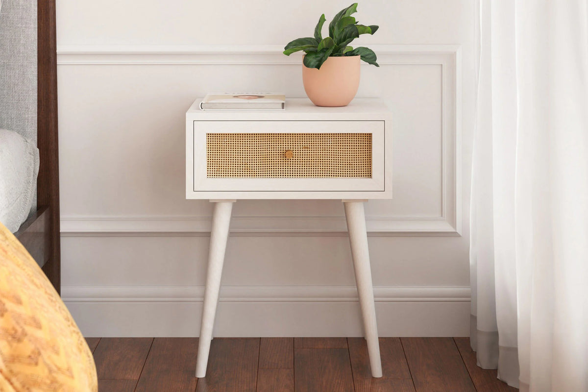 White 1-Drawer Nightstand Z339