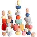 36pcs Wooden Colorful Stone Toy Stacking Building Educational Toy for Toddler F343