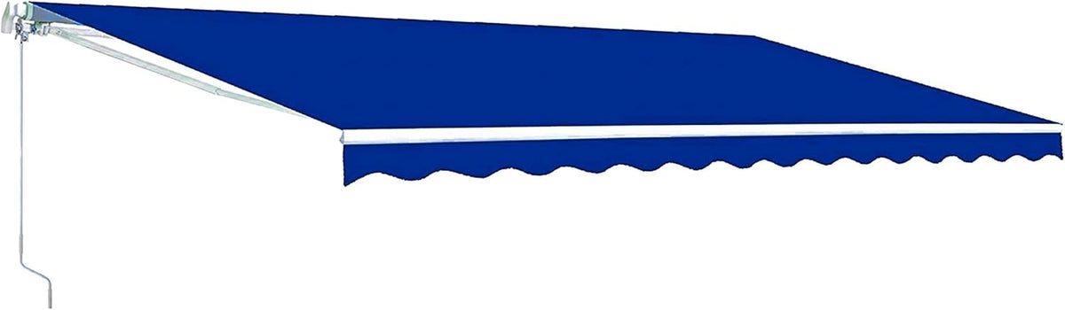 Blue and White Striped Retractable Patio Awning 13 x 10 Feet Q15096
