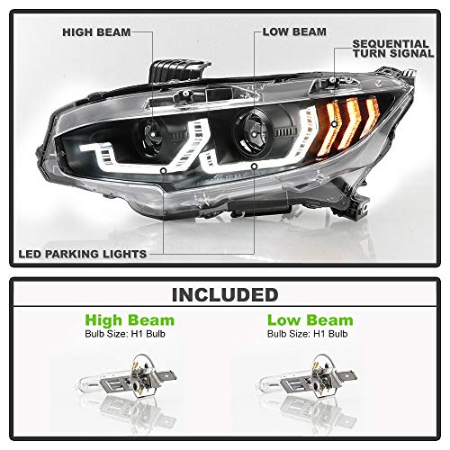 Black LED Projector Headlights Assembly R808
