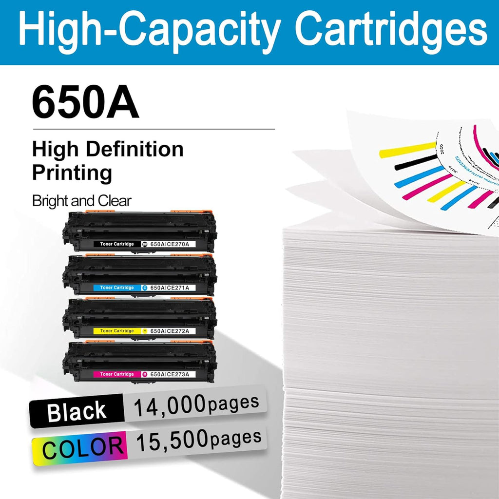 4 Pack Remanufactured Toner Cartridge for HP Color Enterprise CP5525n CP5525dn CP5525xh M750n M750dn M750xh N893