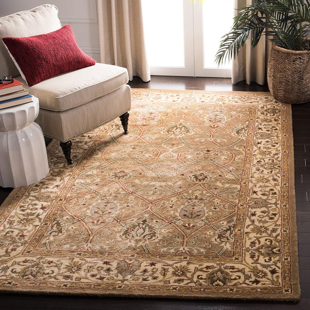 9'6" x 13'6" Light Green Beige Handmade Traditional Wool Area Rug J5072