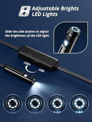 16.4ft Dual-Lens 1920P HD Waterproof Borescope with 8 Adjustable LED Lights T928