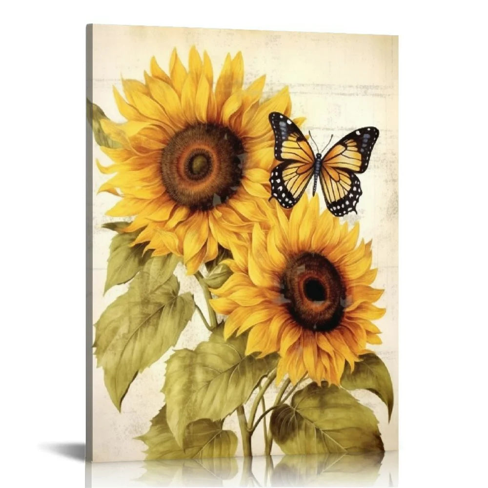 Vintage Sunflower Canvas Wall Art J7202