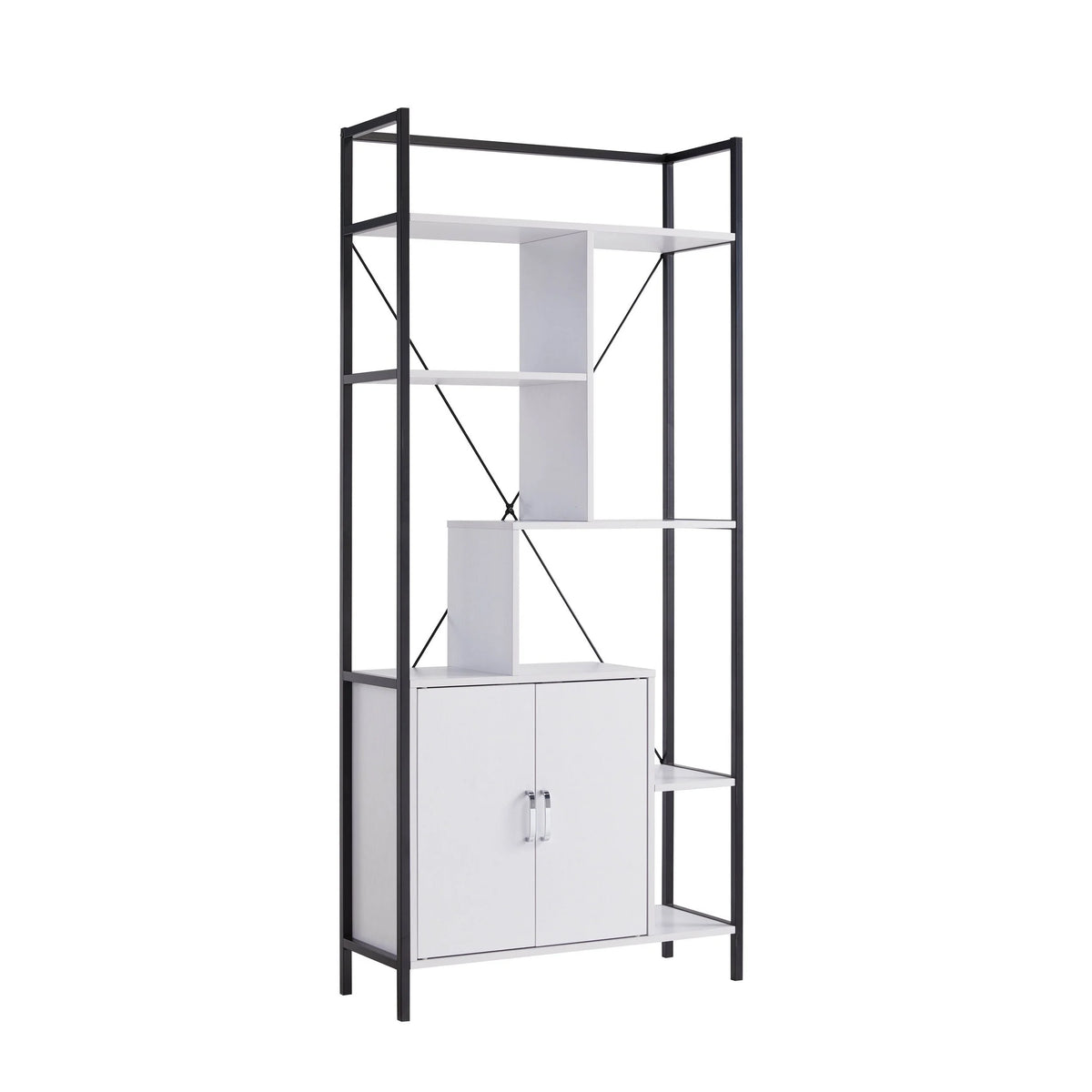 71 Inch White Display Cabinet with 7 Shelves F86903